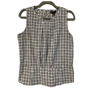 Banana Republic Abstract Plaid Peplum Dress Shirt